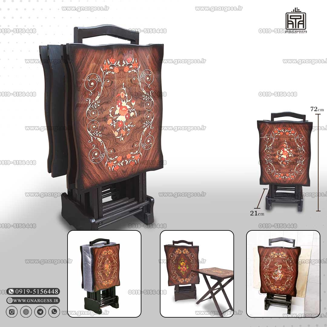 میز عسلی تاشو چمدانی مینیاتوری پولیشی — تصویر ۳