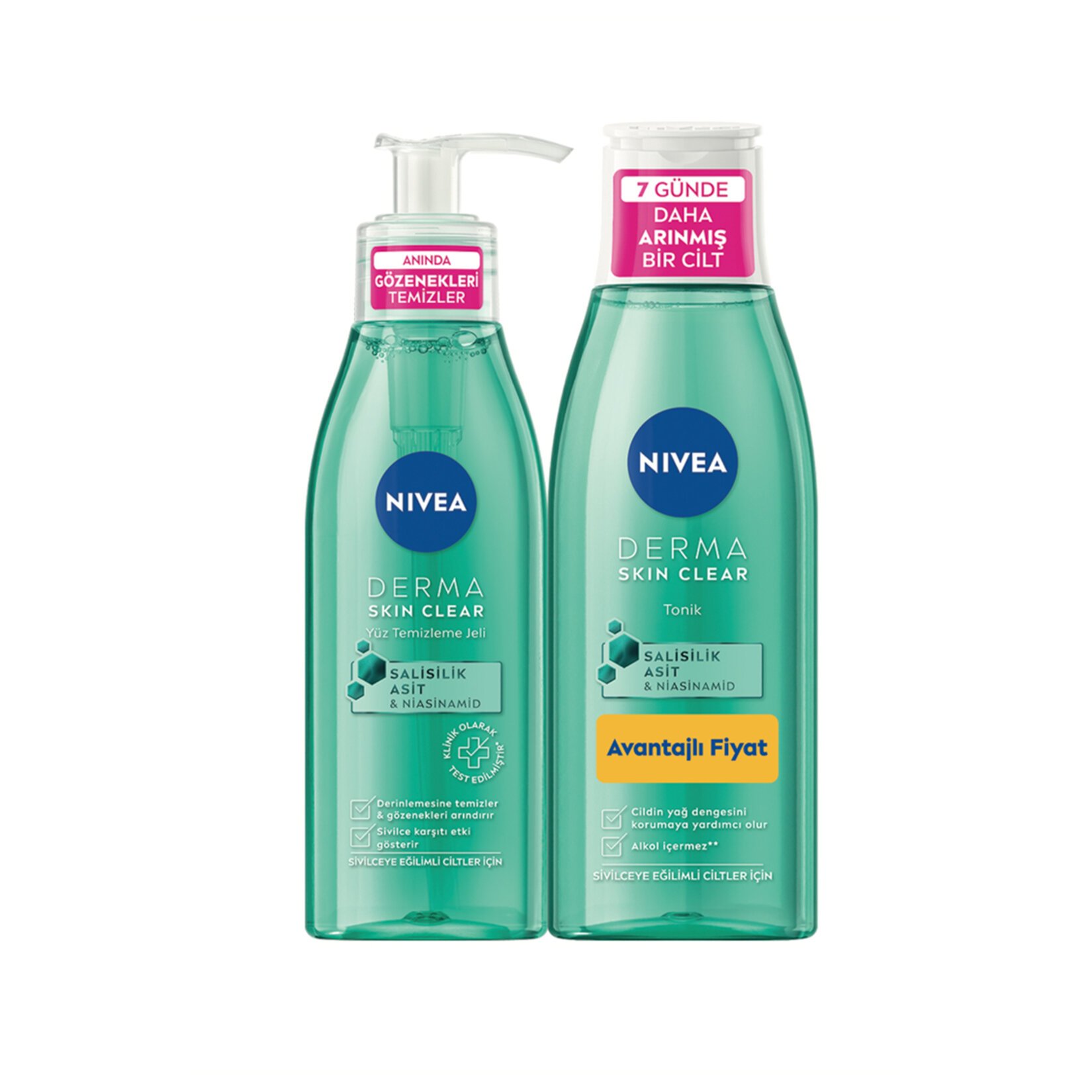 پک تخصصی شوینده و تونر پوست چرب و ضدجوش مدل Derma Skin Clear نیوا
