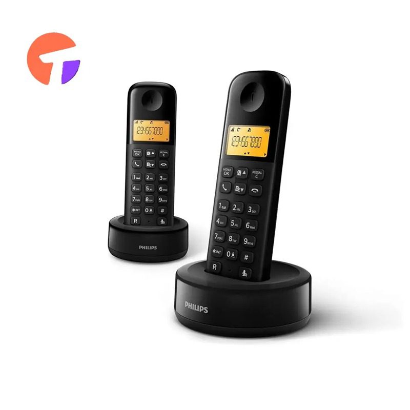 تلفن بیسیم فیلیپس مدل D1602B دو گوشی (Twin) با قابلیت ارتباط داخلی