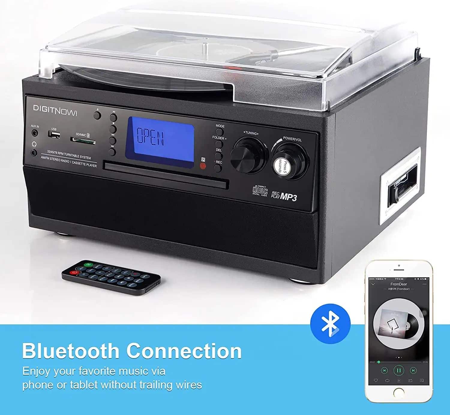 گرامافون کلاسیک برند DigitNow مدل B10A ترکیب نوستالژی و تکنولوژی — تصویر ۳