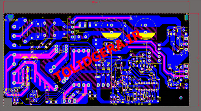 فایل شماتیک و PCB برد تغذیه سوئیچینگ 12 ولت 10 آمپر