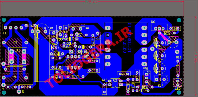 فایل شماتیک و PCB منبع تغذیه 48 ولت 1.5 امپر سوئیچینگ