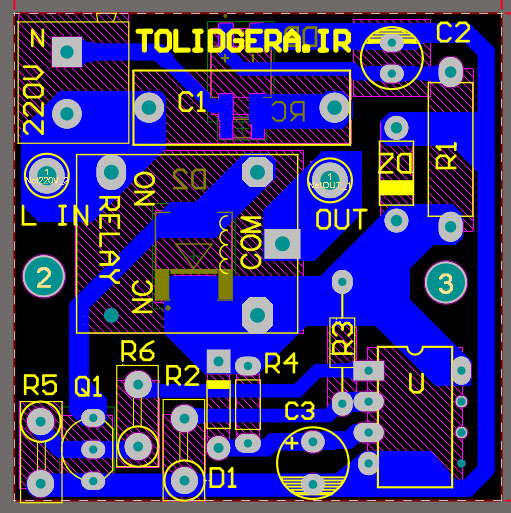 فایل pcb آلتیوم برد تایمر 220 ولت با رله خروجی — تصویر ۲