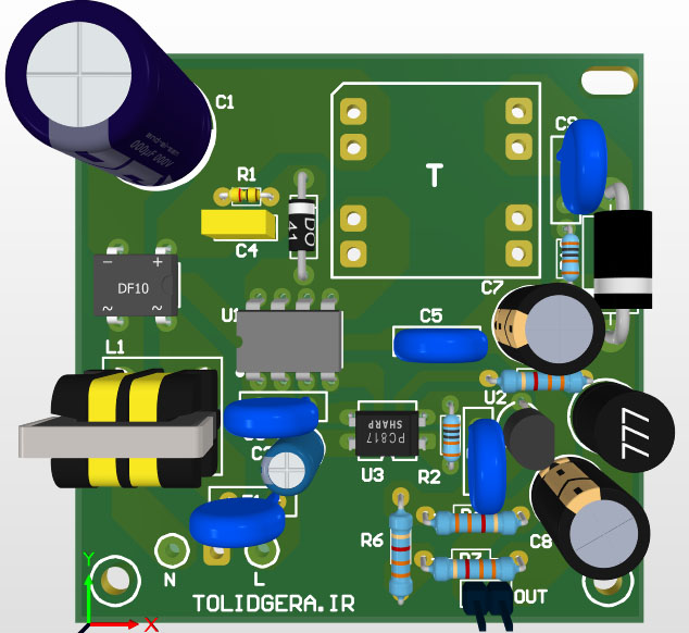 فایل pcb آلتیوم منبع تغذیه سوئیچینگ 15 ولت 1.5 آمپر — تصویر ۳