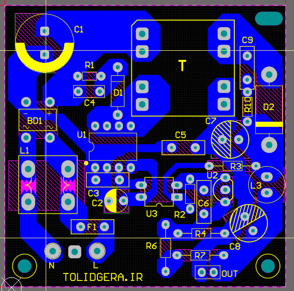 فایل pcb آلتیوم منبع تغذیه سوئیچینگ 15 ولت 1.5 آمپر — تصویر ۲