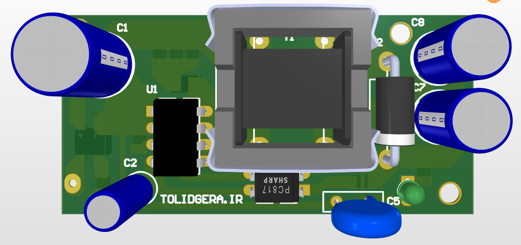 فایل pcb آلتیوم منبع تغذیه سوئیچینگ 5 ولت 2 آمپر — تصویر ۳