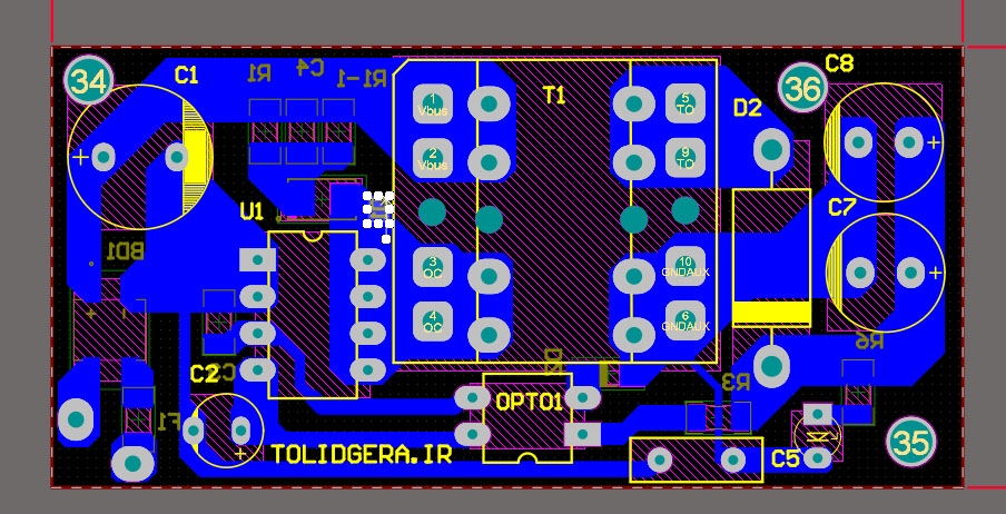 فایل pcb آلتیوم منبع تغذیه سوئیچینگ 5 ولت 2 آمپر — تصویر ۲