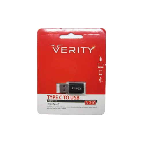 تبدیل Verity USB TO Type-C مدل A310 مشکی — تصویر ۲