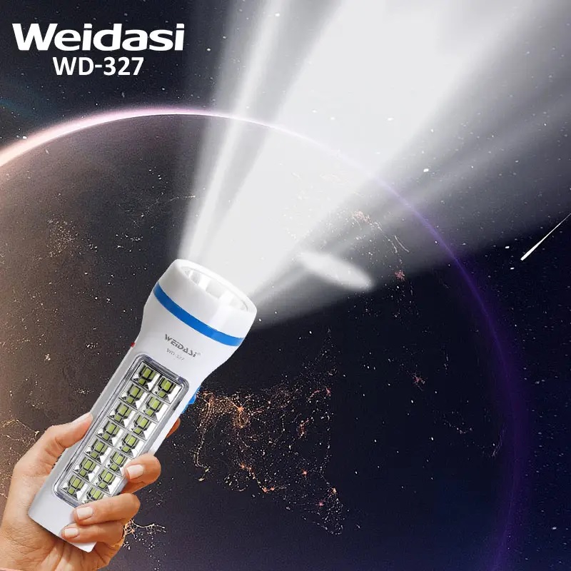 چراغ قوه شارژی پرتابل LED اضطراری Weidasi مدل WD-327 — تصویر ۲