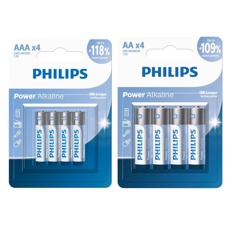 باتری قلمی و نیم قلمی فیلیپس مدل Power Alkaline (بسته 8 عددی)