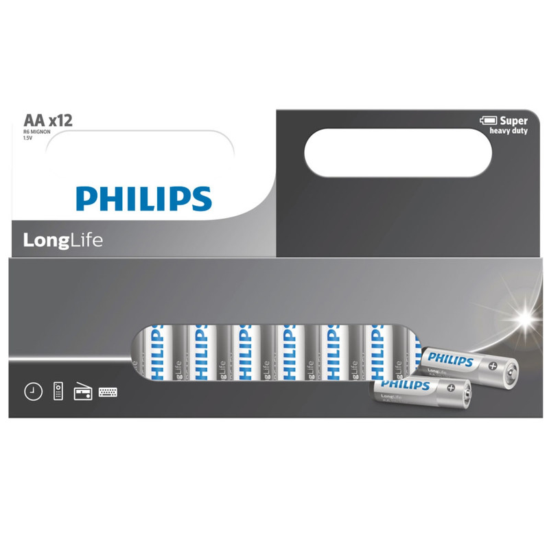 باتری قلمی فیلیپس مدل LongLife R6L12W بسته 12 عددی