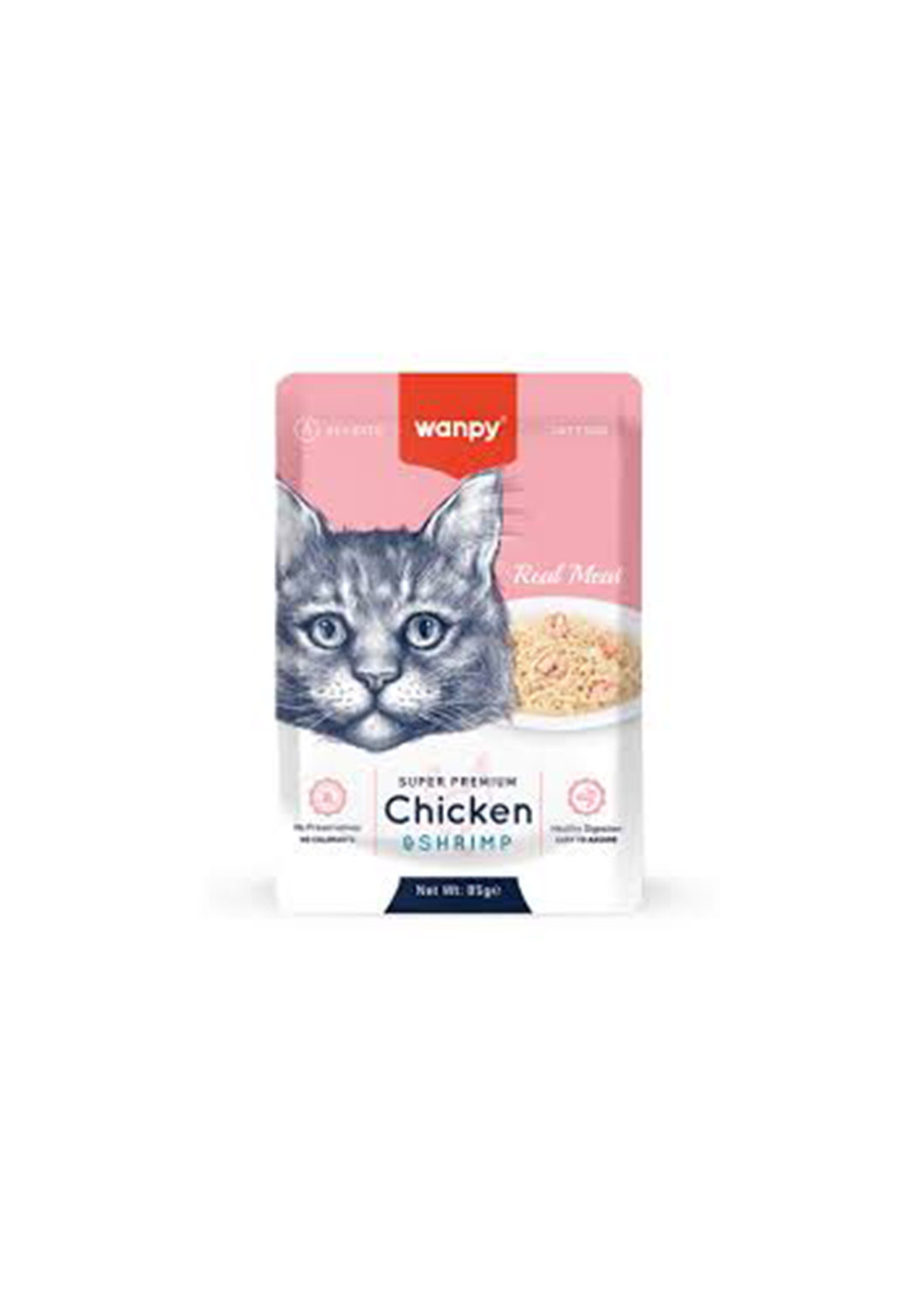 پوچ گربه ونپی با طعم مرغ و میگو Wanpy Chicken & Shrimp وزن 85 گرم — تصویر ۲