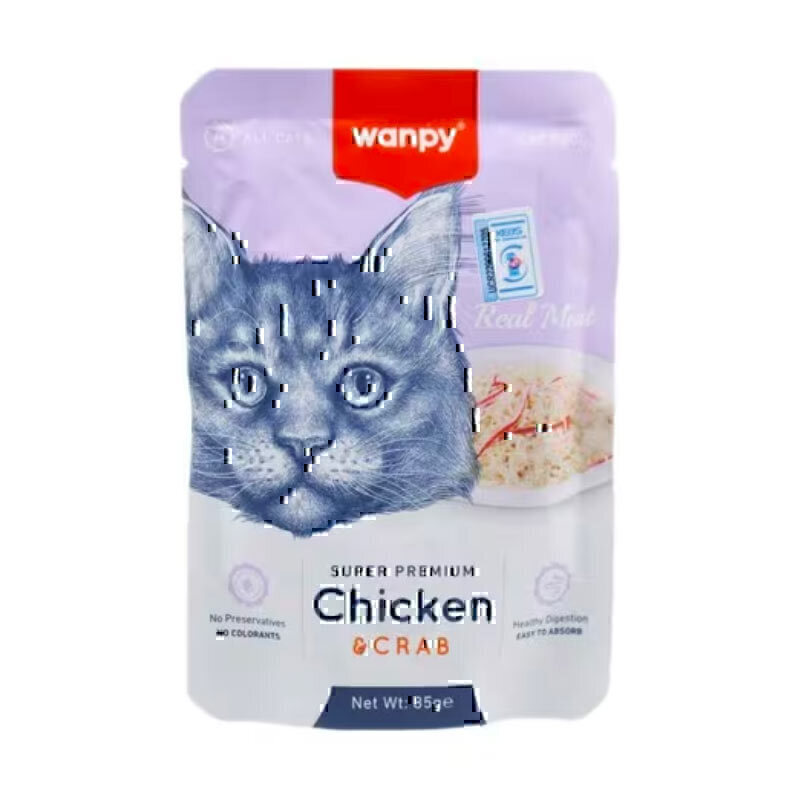 پوچ گربه ونپی با طعم مرغ و خرچنگ Wanpy Chicken & Crab وزن 85 گرم