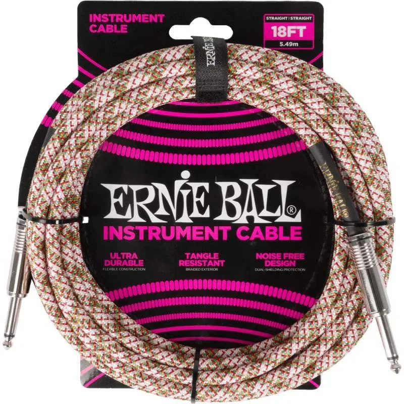 Ernie ball Braided Instrument cable straight to straight – 18ft – Emerald Argyle – 6430