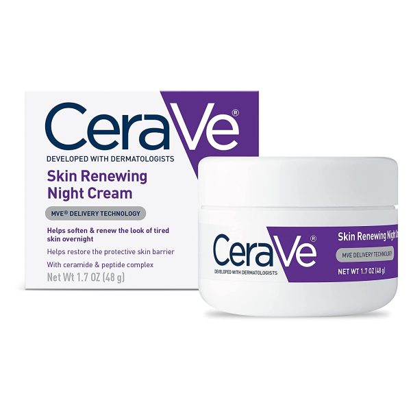 کرم شب ضد چروک بازسازی پوست سراوی حاوی پپتید هیالورونیک سرامید Cerave Skin Renewing Night Cream — تصویر ۲