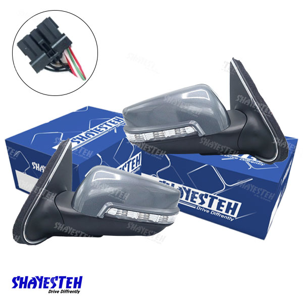 آینه برقی راهنمادار پژو پارس با قاب خاکستری(سوکت جدید)بدون لرزش برند SHAYESTEH شرکتی