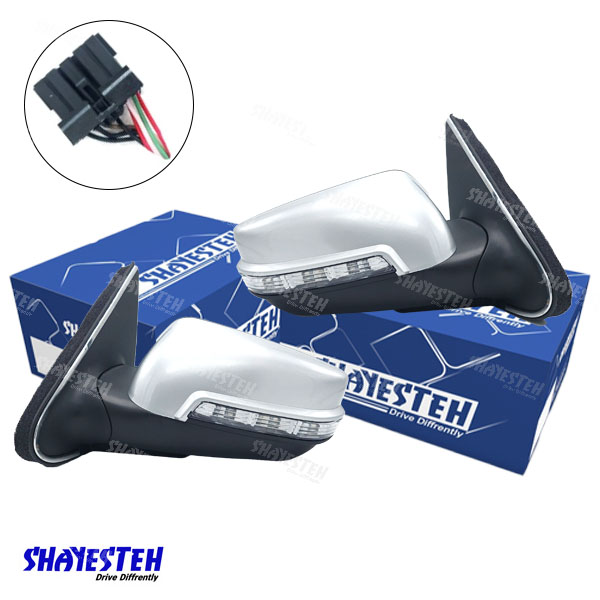 آینه برقی راهنمادار پژو پارس با قاب نقره ای(سوکت جدید) بدون لرزش برند SHAYESTEH شرکتی