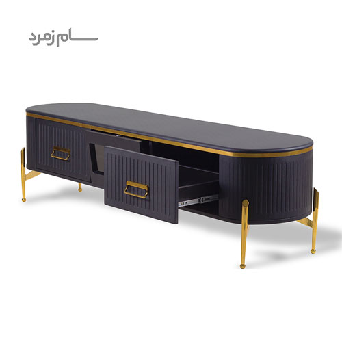 میز تلویزیون متین R250 مشکی طلایی — تصویر ۳