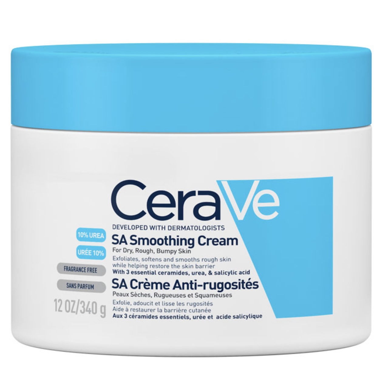 کرم مرطوبکننده سراوی لایهبردار CeraVe SA Urea 10% — حجم ۳۴۰ میلیلیتر