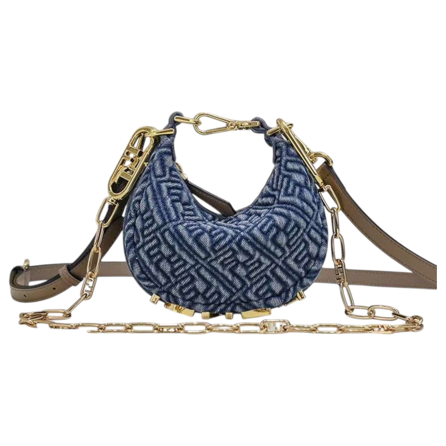 کیف دستی زنانه فندی مدل Mini Hobo جین — تصویر ۲