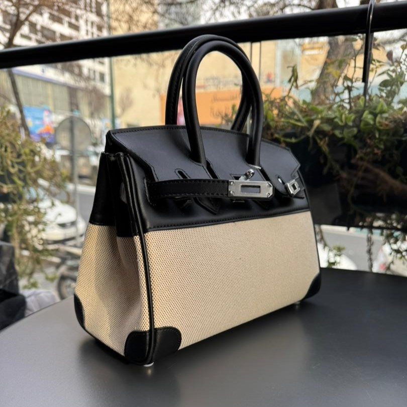 کیف دستی زنانه هرمس مدل بیرکین 25 | Birkin چرم و جیر — تصویر ۴