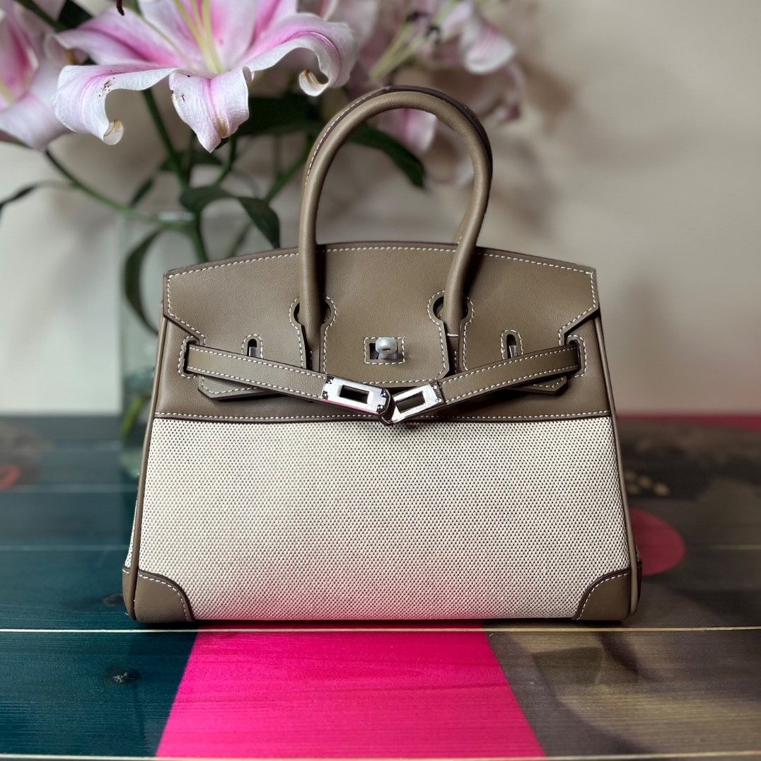 کیف دستی زنانه هرمس مدل بیرکین 25 | Birkin چرم و جیر — تصویر ۲
