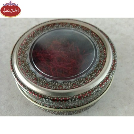 زعفران 1 مثقالی سرگل طرح خاتم برند مصور — تصویر ۲