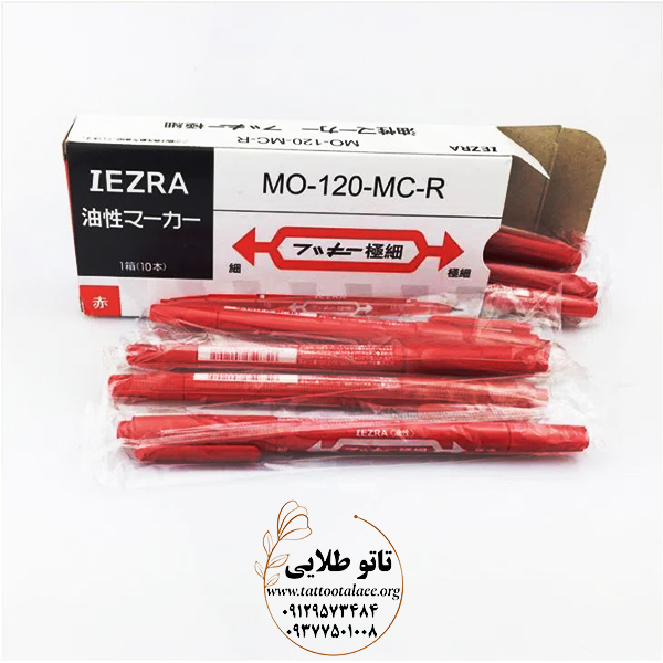 ماژیک جراحی تاتو آبی، سفید، قرمز و مشکی کد T304 — تصویر ۵