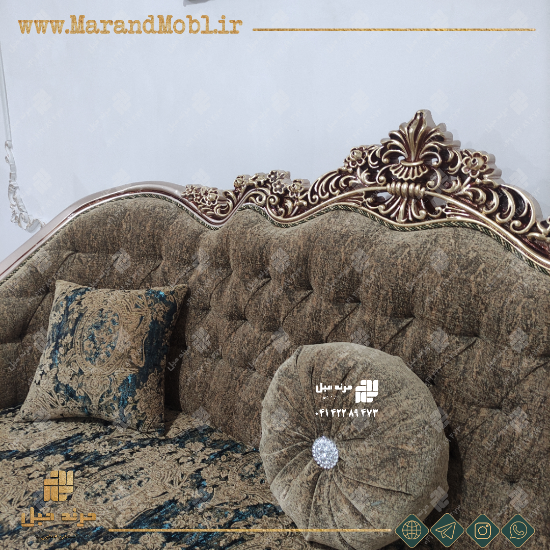 مبل کلاسیک شیک 9 نفره با طرح کاناپه جدید — تصویر ۴