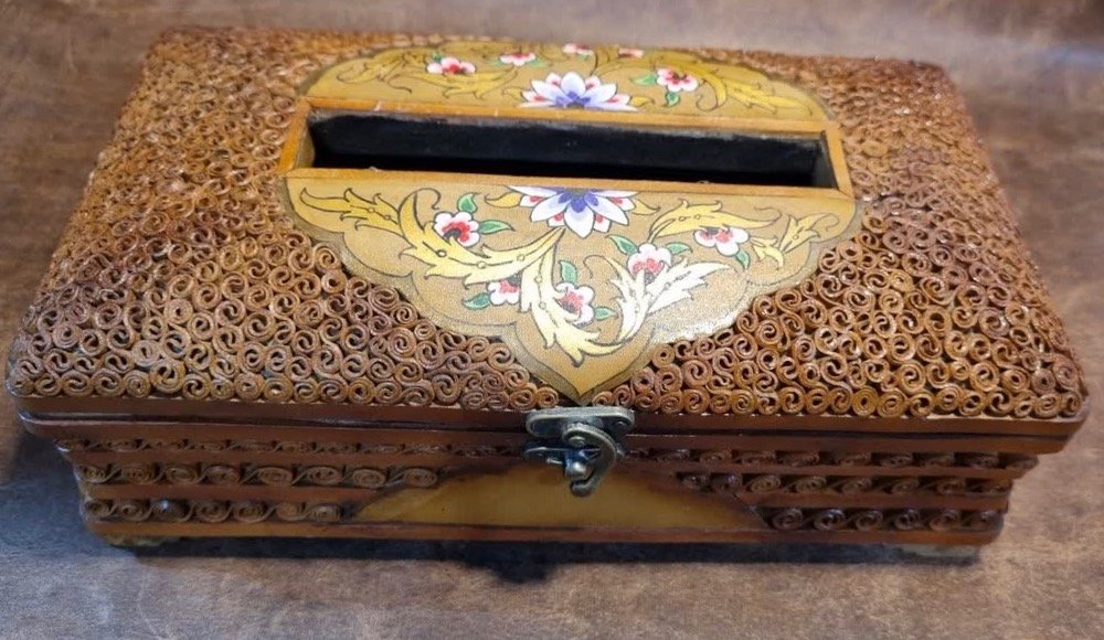 جای دستمال کاغذی دست ساز چوب و چرم تیدا (خاص / کیفیت عالی) — تصویر ۲