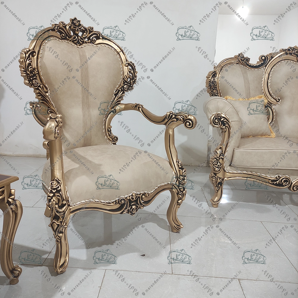 مبل سلطنتی دسته چوبی فلامینگو — تصویر ۲