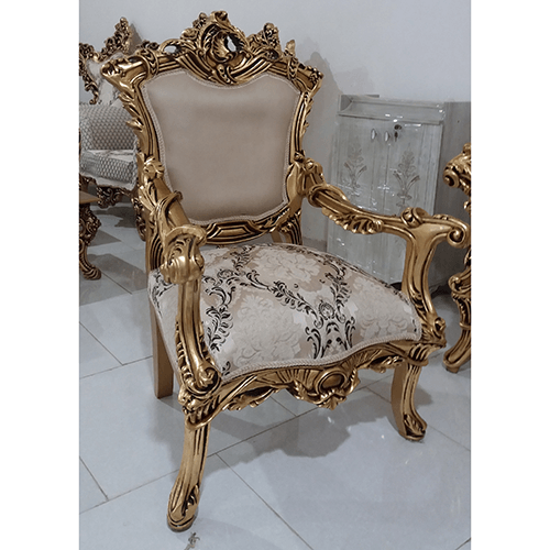 مبل سلطنتی دسته چوبی 9 نفره طرح پیچک — تصویر ۳