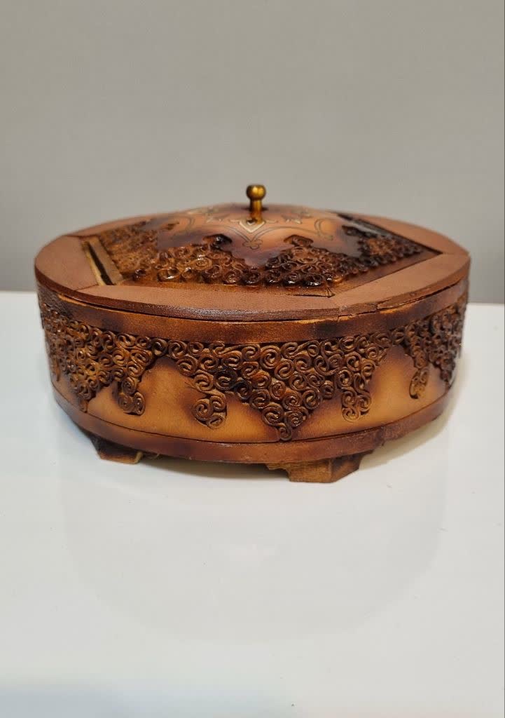 ظرف شکلات خوری چوب و چرم طبیعی تیدا (خاص/ بینظیرو شیک ) — تصویر ۲