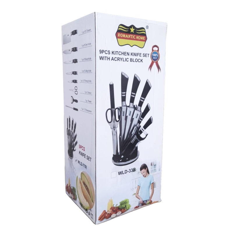 سرویس چاقو آشپزخانه 9 پارچه رومانتیک هوم مدل WLD-77R — تصویر ۴