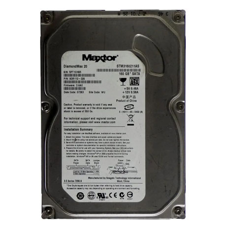 هارد استوک اینترنال دسکتاپ ۱۶۰ گیگابایت مکستور مدل Maxtor 160GB SATA STM3160211AS — تصویر ۲
