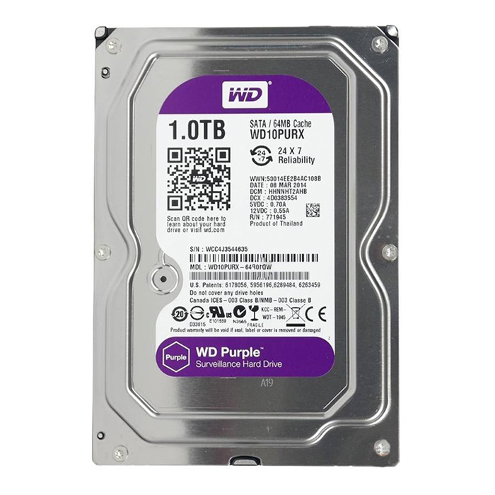 هارد استوک اینترنال دسکتاپ ۱ ترابایت وسترن دیجیتال بنفش مدل WD 1TB Purple WD10PURX
