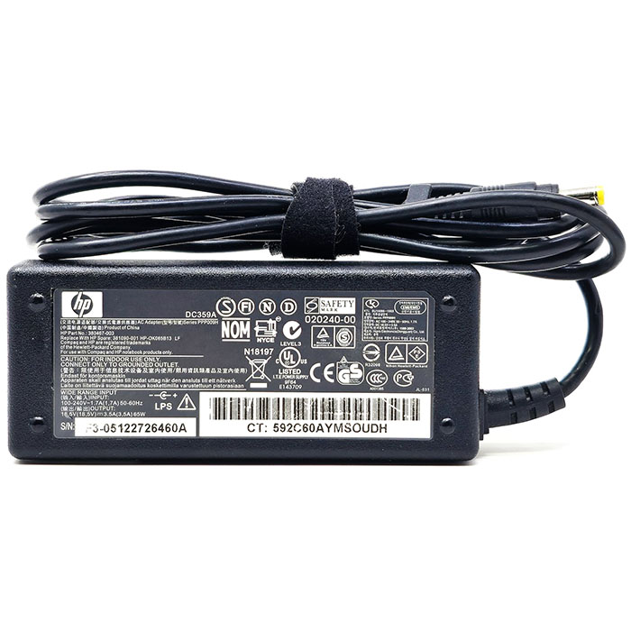 شارژر اورجینال استوک لپتاپ اچ پی مدل HP Adapter 18.5V / 3.5A / DC359A / Part: 380467-003