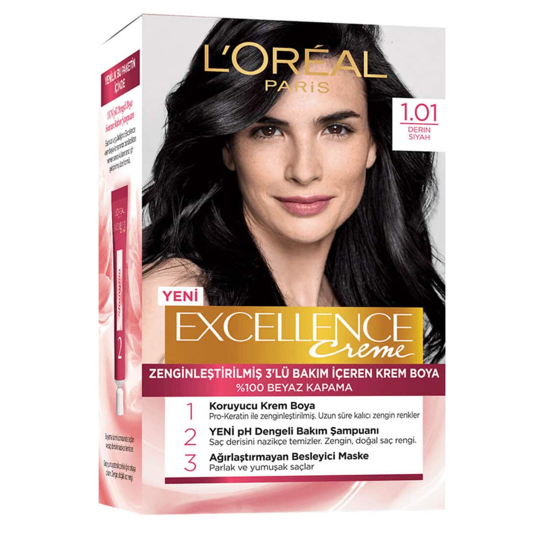کیت رنگ مو لورآل مشکی شماره 1.01 سری Excellence