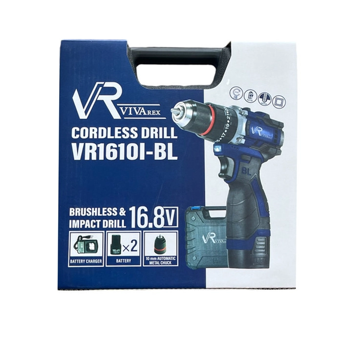 دریل پیچ گوشتی چکشی شارژی براشلس ویوارکس 16 ولت مدل VR1610V-BL — تصویر ۳