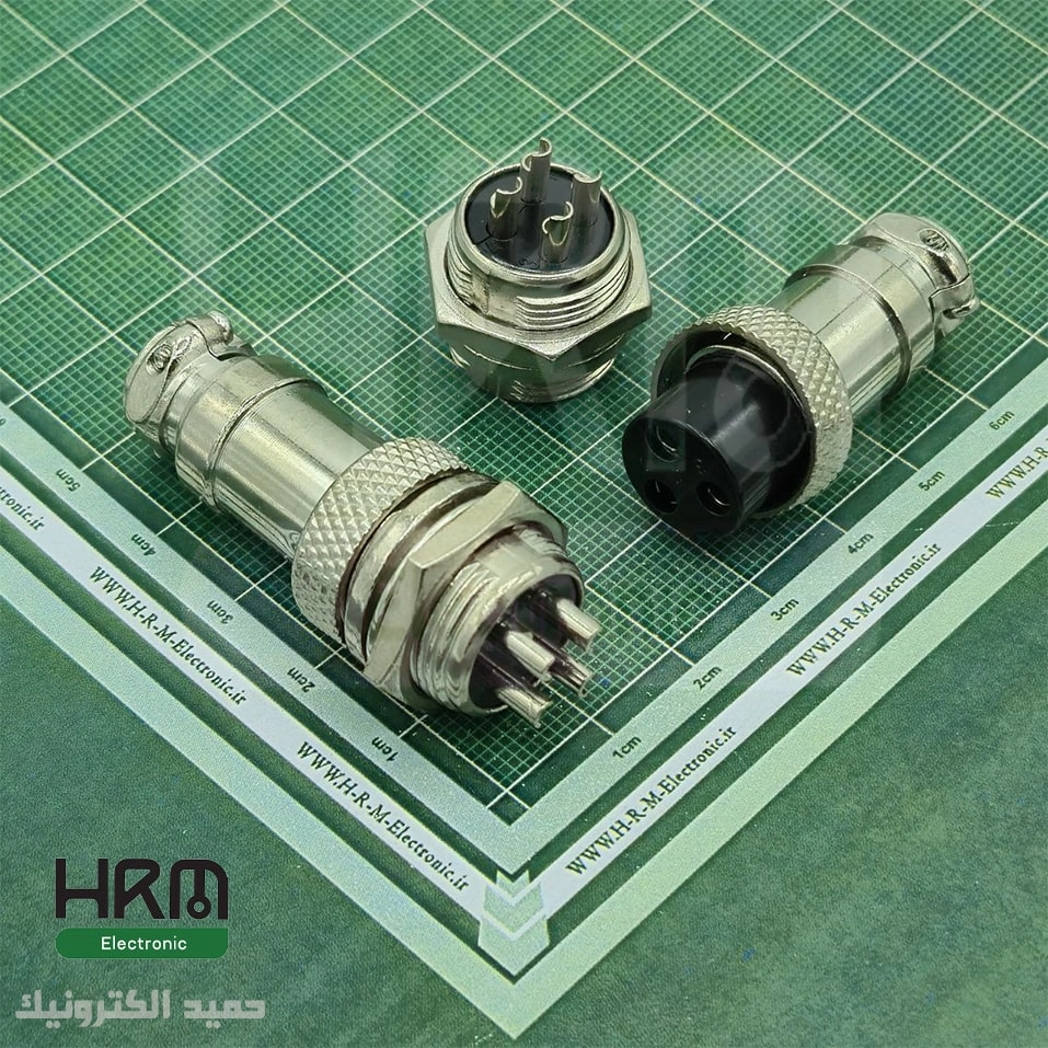 کانکتور نظامی GX16 گرد فلزی پنلی 2پین 16mm — تصویر ۴