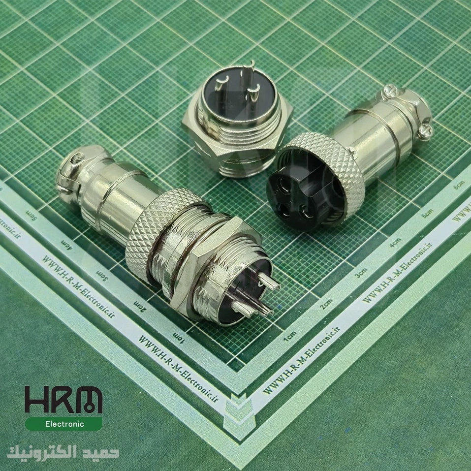 کانکتور نظامی GX16 گرد فلزی پنلی 2پین 16mm — تصویر ۳