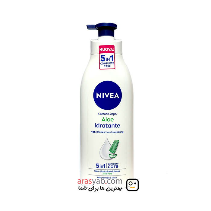 لوسیون بدن آلوئه ورا نیوآ مرطوب کننده 48 ساعته بدن برای پوست خشک حجم 500 میل