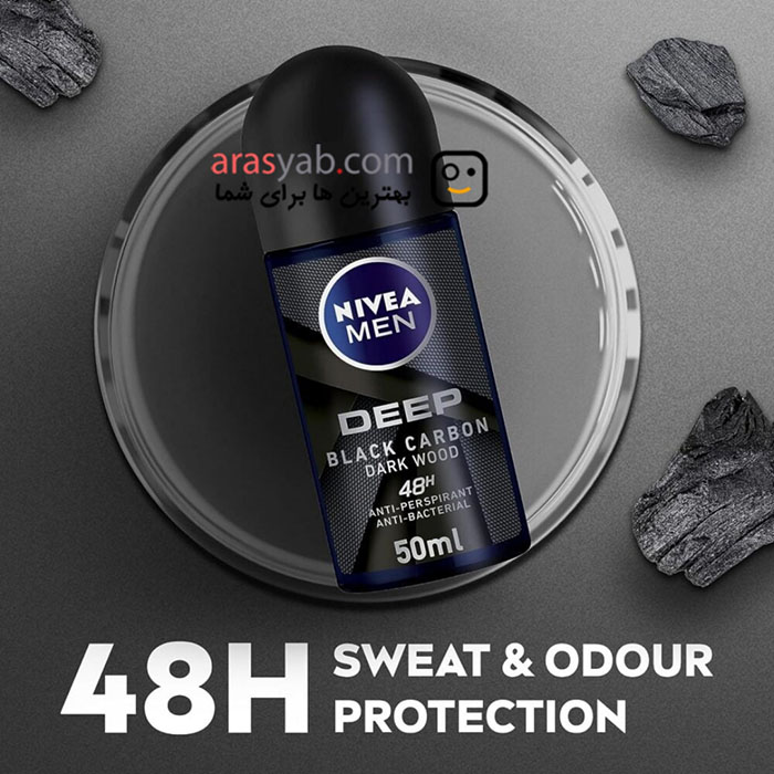 رول ضدتعریق مردانه نیوآ Nivea مدل Deep DarkWood مراقبت 72 ساعته حجم 50 میل — تصویر ۳