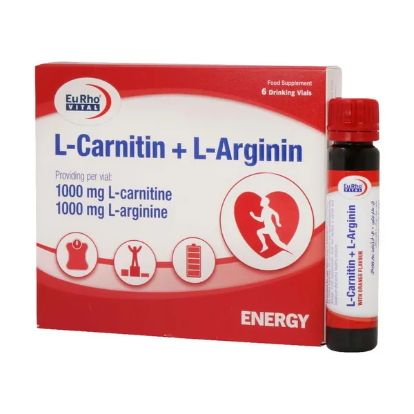 ویال خوراکی ال کارنیتین و ال آرژینین یوروویتال (Eurho Vital) 6 عدد
