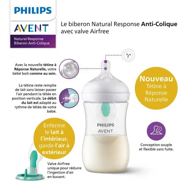 شیشه شیر نچرال ۱۲۵ میلی لیتر با سوپاپ AirFree فیلیپس اونت scf 670/01 PHILIPS AVENT سری Response — تصویر ۴