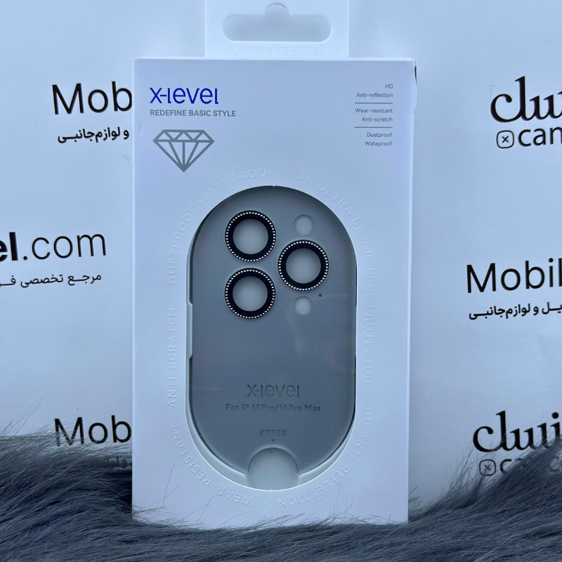 محافظ لنز آیفون 16pro و 16pro max برند X-LEVEL نگین دار — تصویر ۴