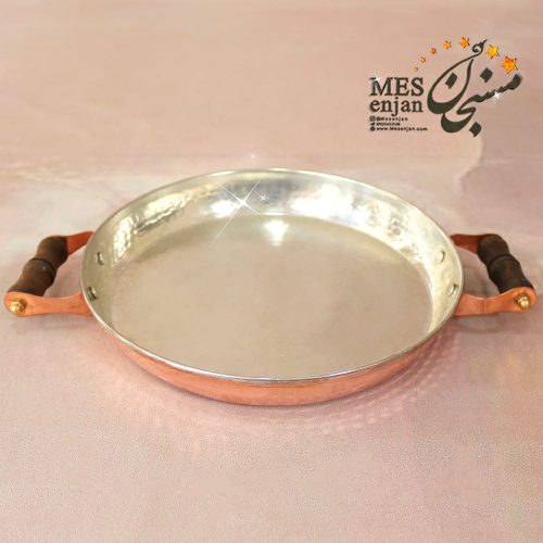 ماهیتابه مسی دسته چوبی