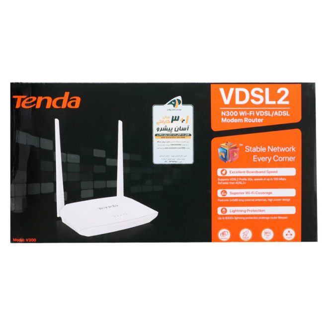مودم روتر VDSL2/ADSL بی سیم N300 تندا مدل V300