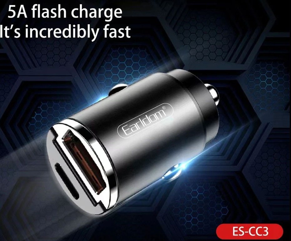شارژر فندکی دو پورت ارلدام ES-CC3 Dual USB Car Charger به همراه کابل — تصویر ۴
