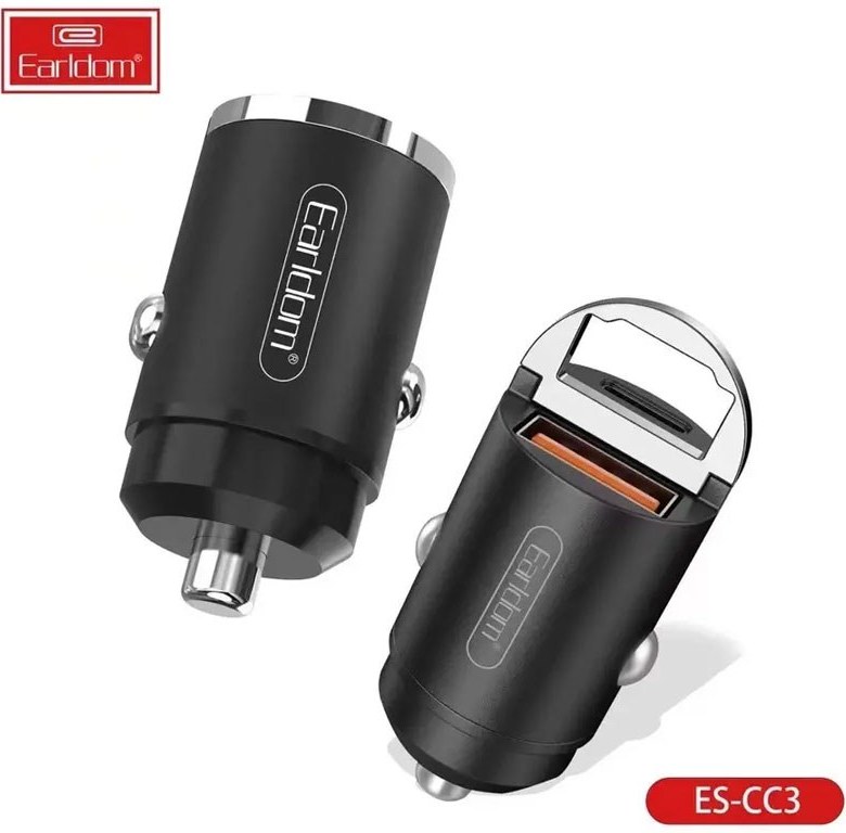 شارژر فندکی دو پورت ارلدام ES-CC3 Dual USB Car Charger به همراه کابل